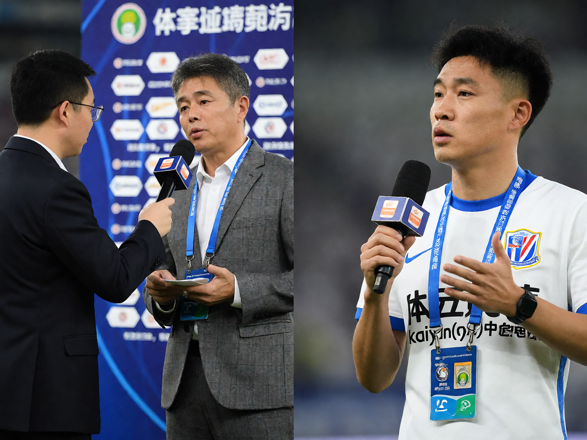 体育新闻采访现场,记者报道赛事动态
